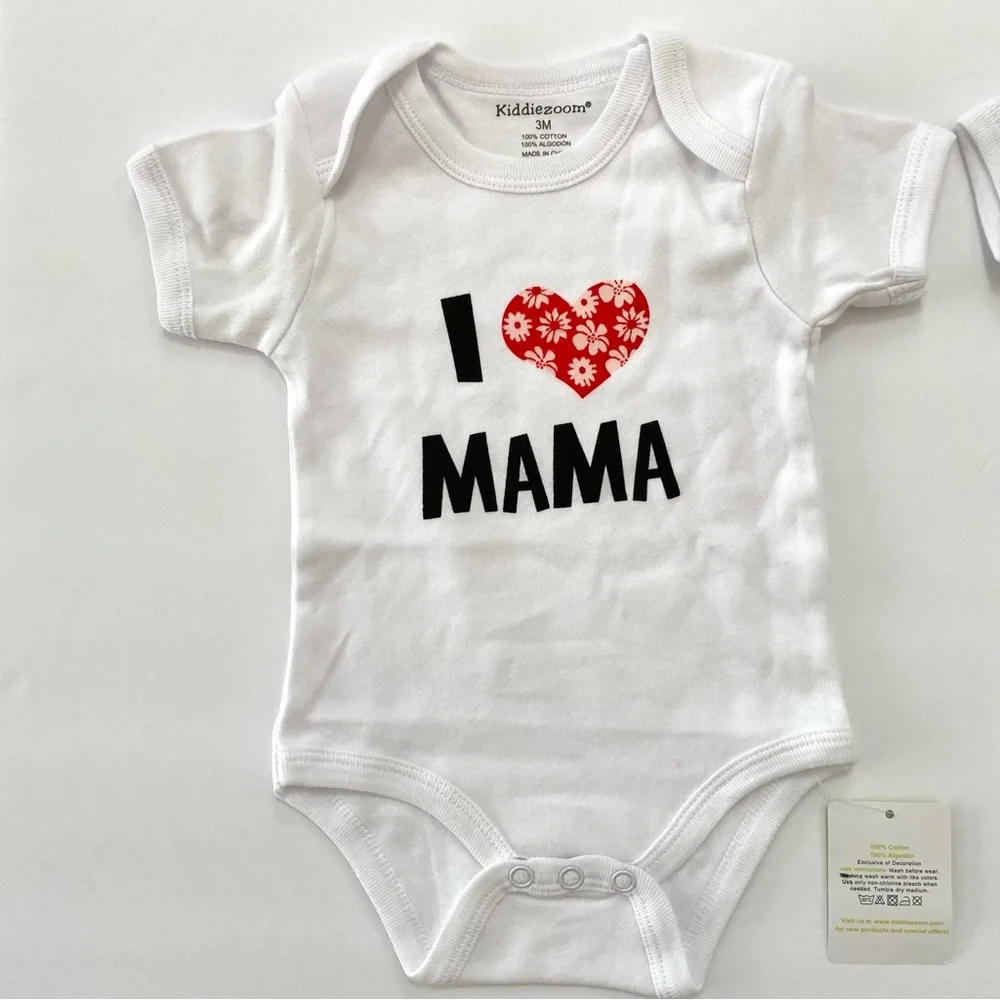 Unisex Infant Baby I Love Papa I Love Mama Bodysuit Onesie White 3 Months